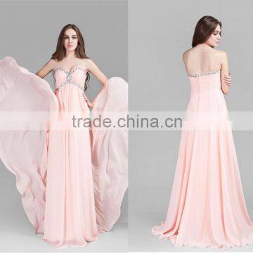 Wholesale High Quality Beaded Pink Color Elegant Maxi Dresses