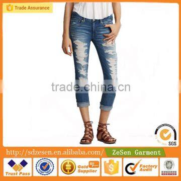 China Factory Price Womens Pants Cotton Apparel Color Wholesale Jeans In Blue For Women