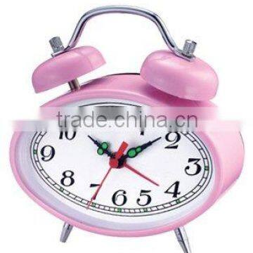 oval shape metal case mechanical alarm clock mechanism, desktop clock, Bedside clock