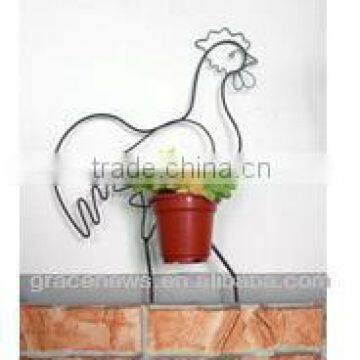 Rooster Shaped Flowerpot Holder With Stake pot holder