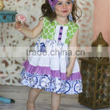 White and Blue Floral Summer Dress Cotton Sleeveless With Flutter Daily Wearing Outfits photo-4