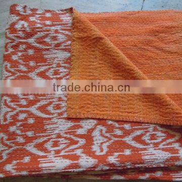 orange bangali ikat kantha quilts wholesale lot