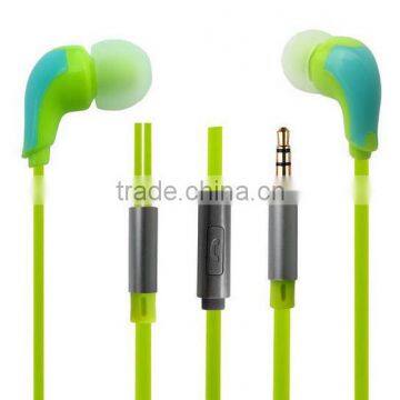 3.5 mm stereo flat calbe earbud with mic for MP3 earphone /earbuds wtih mic