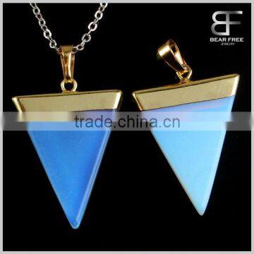 New Trendy Gold Plated Semi-Precious Gemstones Triangular Pyramid Chakra Pendant For Necklace Quality Choice photo-3