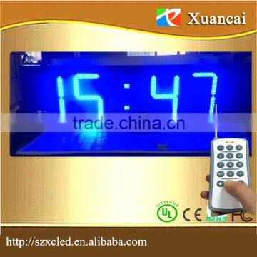 wireless RF Blue color 12 inch Time /Temperature/ Year/Date/Countdown timer LED double side digital display board