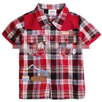 (C2853)baby boys' t shirt nova kids boy children clothing with plaid spring summer short sleeve casual check shirts for baby