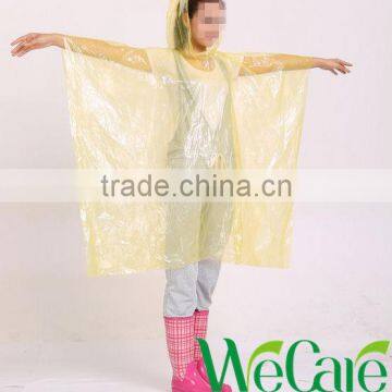 Yellow disposable plastic adult raincoat