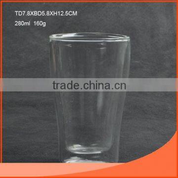 280ml clear double wall glass cup