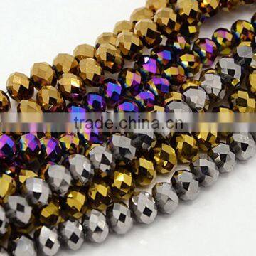 Wholesale Metallic Color Plated Crystal Glass Beads (GR6x8mmY-M2)