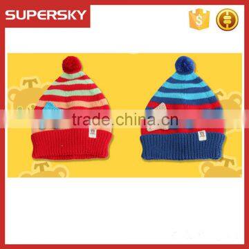 V-114 Multi-colors pom pom knitting fall and winter baby hat /crochet beanie hat/baby beret