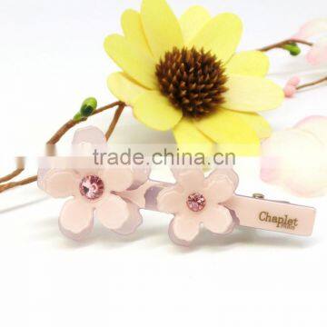 wholesale cellulose acetate hair grip with little flowers and rhinestone