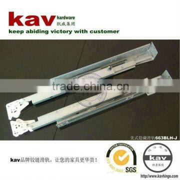 cabinet hardware, full extension slide with SS 201 inner damper, concealed slide with zinc alloy handle, double extension slide
