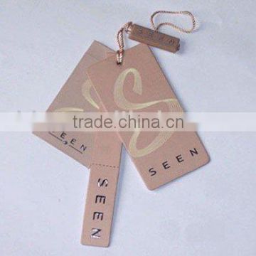 2015Fashion new design custom Garment printed hangtag label with string