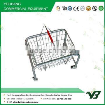 2015 Hot Sell Black Powder Shopping Basket Holder With 4 Wheels and Plastic Basket (YB-S001) photo-2