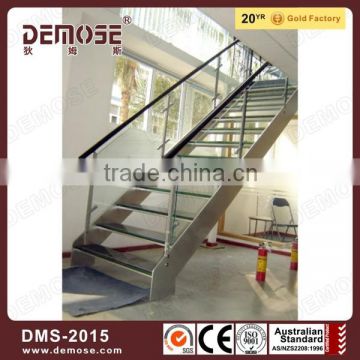 fashionable design steel baluster toughened glass staircase