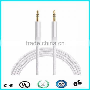 Custom silver braided 3.5mm male to male audio cable