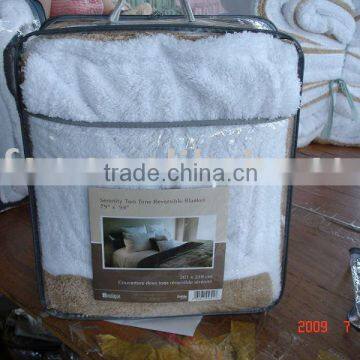 100% Polyester Knit Solid Carol Reversible Blanket