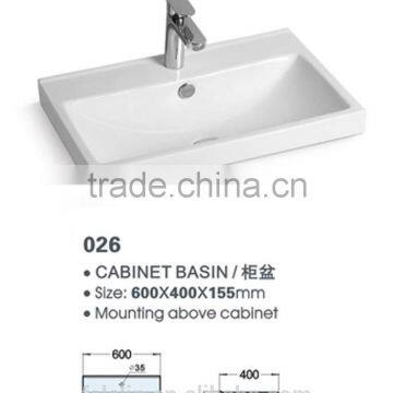 FOSHAN LELIN ceramic L600mm cabinet basin small size vanities top bathroom basin of LT-041