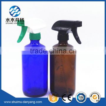 500ml glass watering bottle with trigger sprayer boston bottle