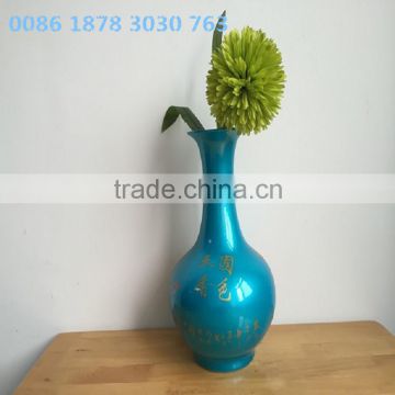 Narrow-mouth ceramic flower vase from a factory