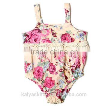 Summer cute save and soft sleeveless flowery baby girl infant bodysuits