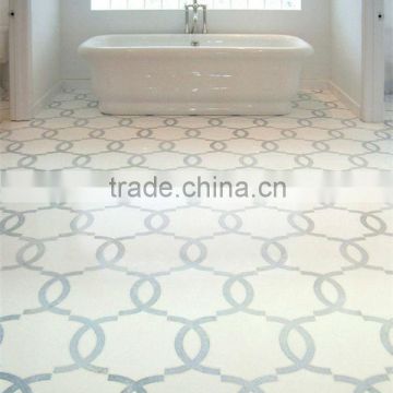 white marble tile floors, fancy waterjet marble tiles wholesale, water jet marble