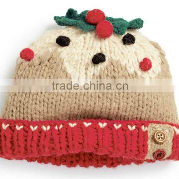 Girls Christmas Cake Knitted Hat With Fleece Inside