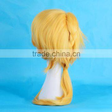 Short Bob Hair Yellow Cosplay Wig for Bright Party , Synthetic Hair