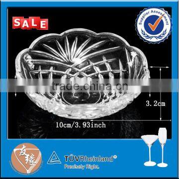 10cm width embossed clear glass dessert plate