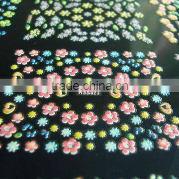 2014 new fashion diy tiny puffy all shapes 4color printing nail toe sticker