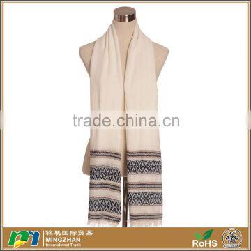 Women National Style White Custom Long Jacquard Neck Scarf Types