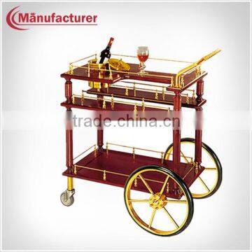 Hotel furniture antique wooden tea& wine &coffee cart service handcart with wheels