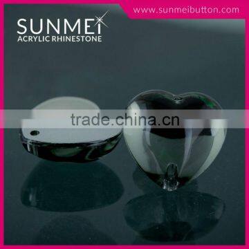 Cabochon Transparent Black Flat Back Sew on Love Heart Stone