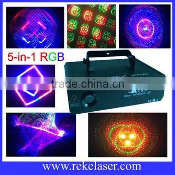 New product 5-in-1 rgb full color 1 watt animated 3d disco lazer projector