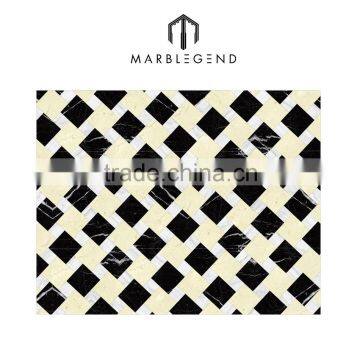 Luxury Hotel Grid Design Vitrified Floor Marble Medallion Tile