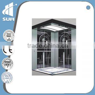 630KG machine room passenger lift with mirro etching cabin