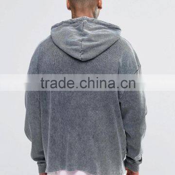 Daijun Good Quality Men Grey 100% Cotton Hood String With Hood no Zipper Water Mark Logo Custom Hoodie photo-2