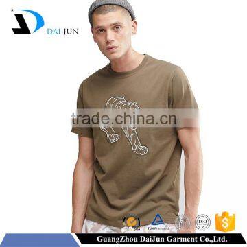 200 grams Cotton mens High quality short sleeve brown embroidered softtextile t shirt manufacturing