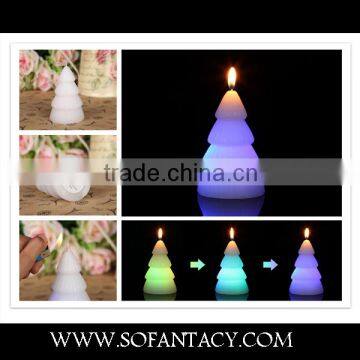 Christmas tree shape led wax candle.colour changing led wax candle wedding decoration