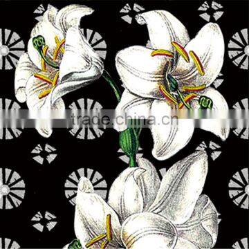 VH Hand Cut Glass Mosaic White Flower Art Wall Mural Tiles