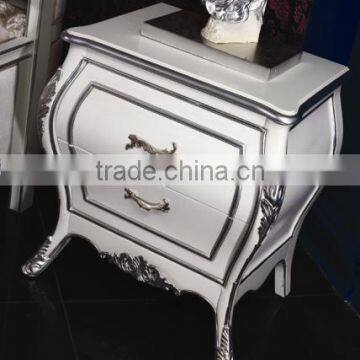 silver Antique French style Side Table Wooden Small Nightstands