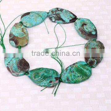 Full Strand Natural Agate Gem stone Loose Beads, Green Ocean Agate Stones For Jewelry Making