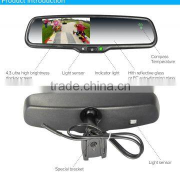 TPMS 4.3inch Auto Dimming TFT-LCD Monitor Rearview Mirror With; Configurable High Temperature Alert Setting