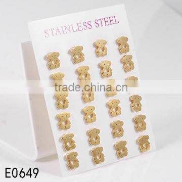 Fashion famous brand high imitation gold plated teddy bear stud earrings