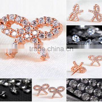 925 Sterling Silver Rose Gold Plated Ribbon Bowknot Ear Studs for Women photo-2