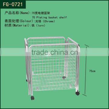 Fashional chrome supermarket square basket with wheels