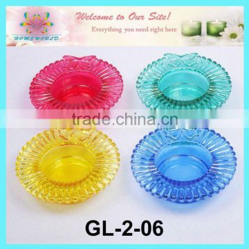 colored round glass tea light candle holder