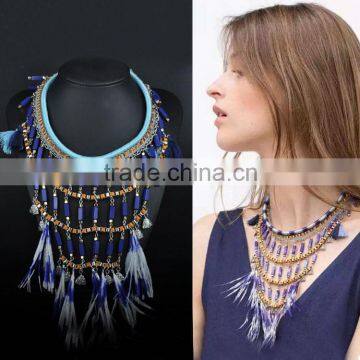 feather tassels fashion jewelry 2015 costume jewelry