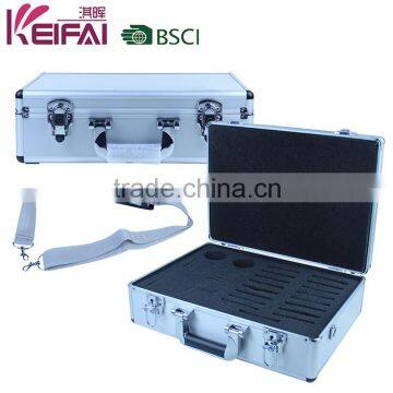 Silver Aluminium Large Storage Technician Tool Case With Shoulder Belt