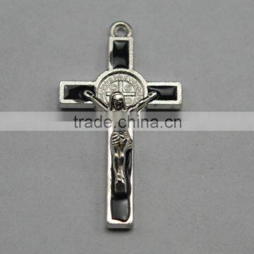 Classic st benedict crucifix cross 3 different size black charm pendant in rosary necklace